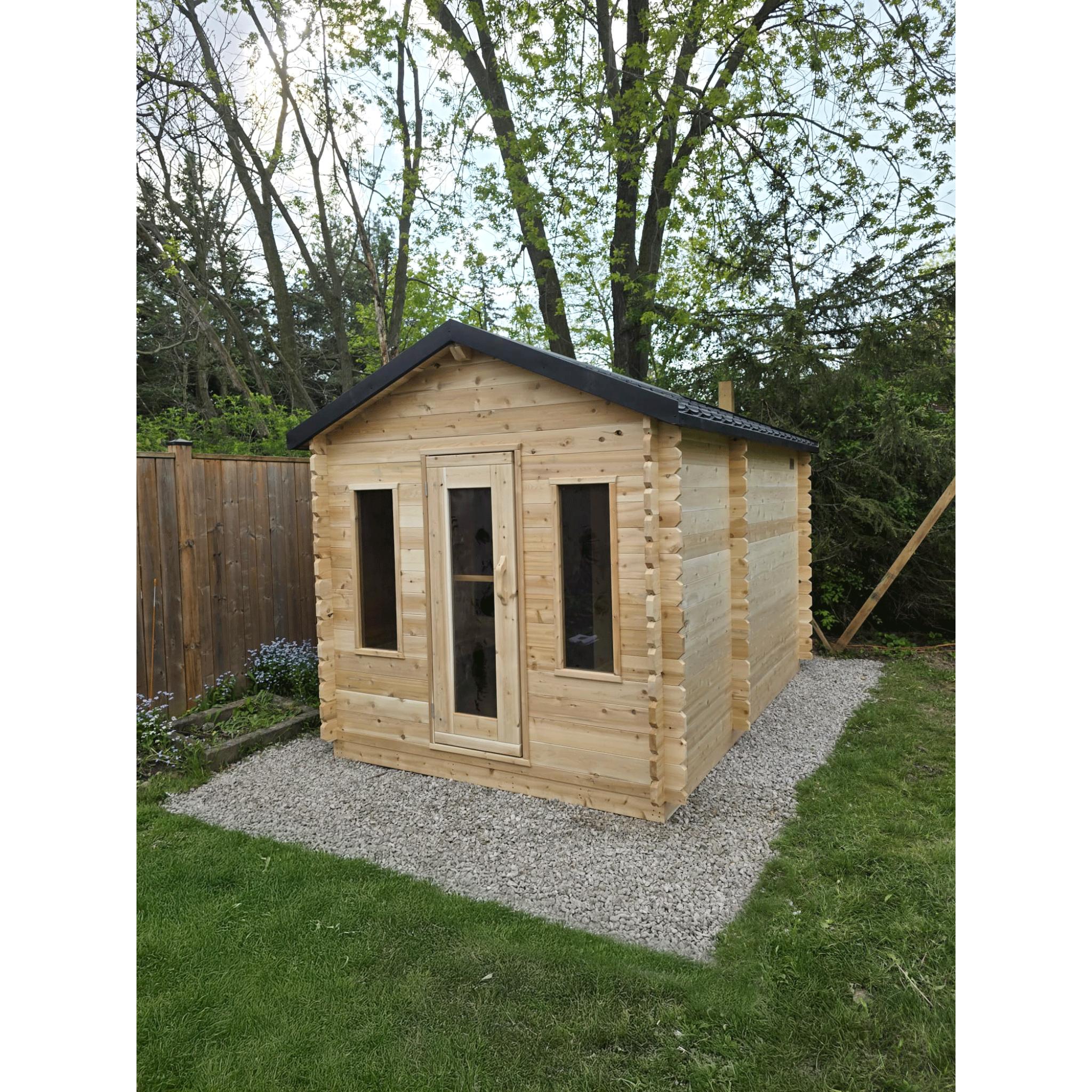 Canadian Timber Georgian Cabin Sauna w/ Change Room - Electric Heater