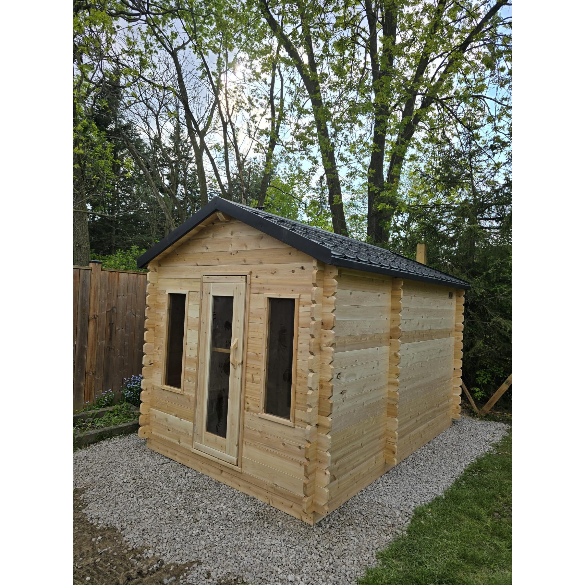 Canadian Timber Georgian Cabin Sauna w/ Change Room - Electric Heater